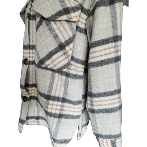 Ashley outerwear gray plaid fleece jacket size medium - Picture 5 of 8